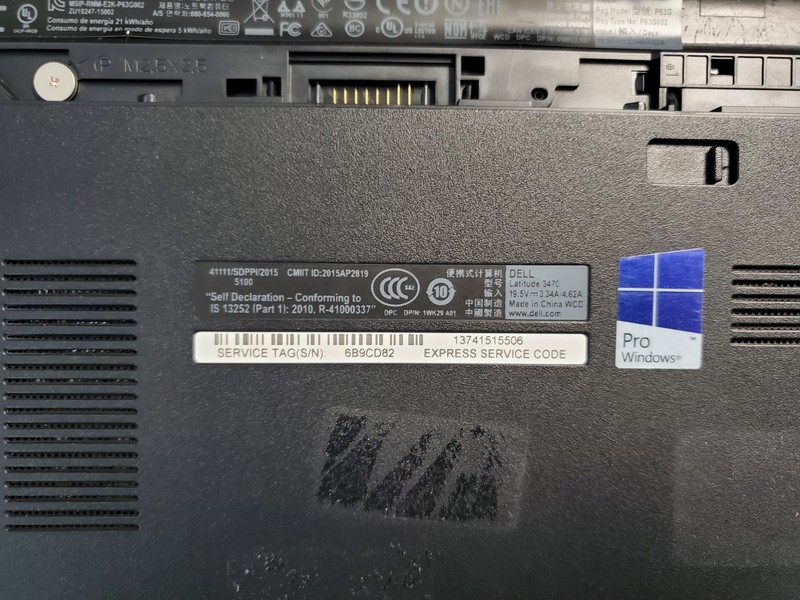 Dell Latitude 3470 i3-6100U@2.3GHz 4GB RAM No HD/OS *BIOS/No battery* | C1144* gallery