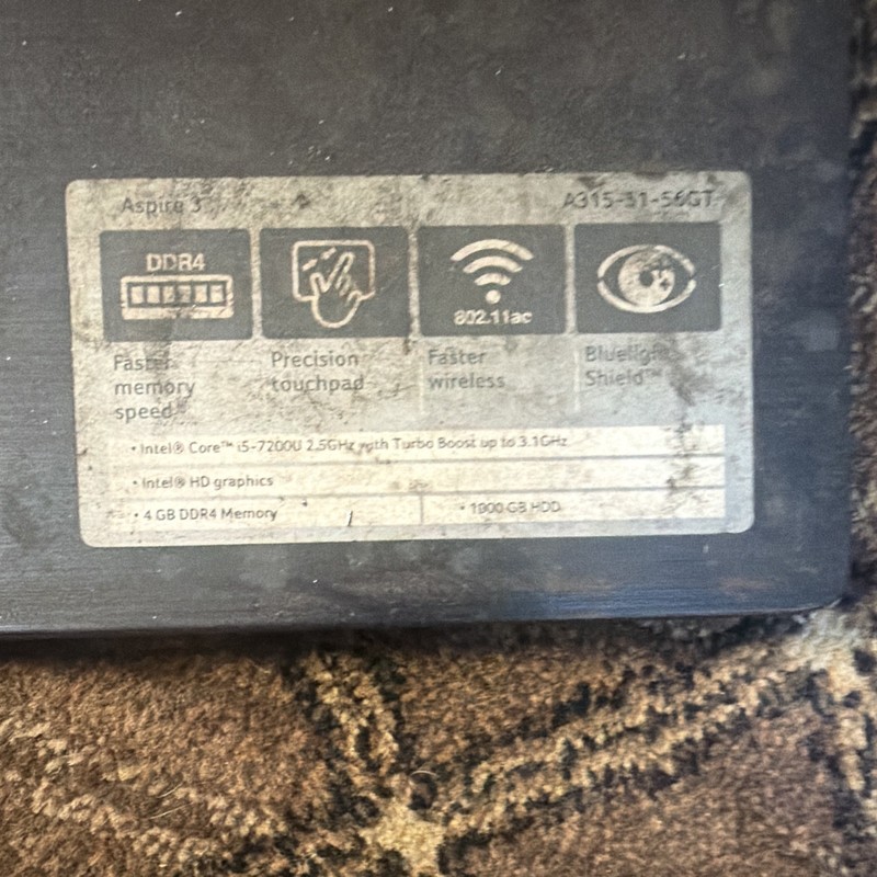 Lot of 2 acer aspire laptop notebooks for parts repair no batt/hdd/other parts gallery