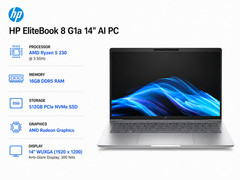 HP EliteBook 8 G1a/14″WUXGA/Ryzen 5 230/16GB RAM/512GB/ Radeon GPU/ Bi-Lingual