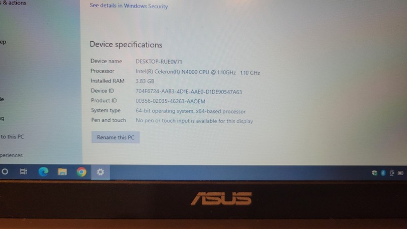 ASUS E203MA 11.6" LAPTOP INTEL CELERON N4000 4GB RAM 32GB SSD + 64GB SD WIN10 gallery
