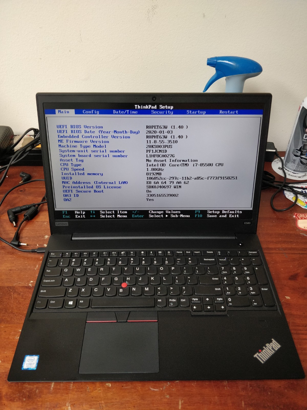 Lenovo ThinkPad E580 INTEL CORE I7-8550U@1.80GHz 8GB RAM NO DRIVE PARTS 8905 gallery