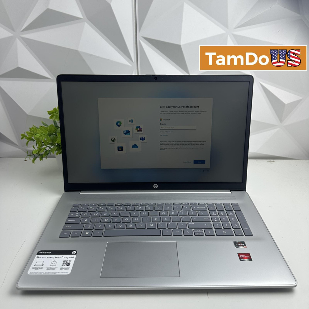 HP 17 Laptop, 17.3" FHD, AMD Ryzen 5 7530U, 8GB, 512GB SSD, Silver