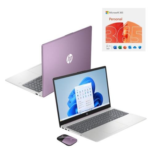 HP 15.6 HD Laptop Intel N100 4GB RAM 128GB UFS Winter Lavender+Mouse+1 Year M365