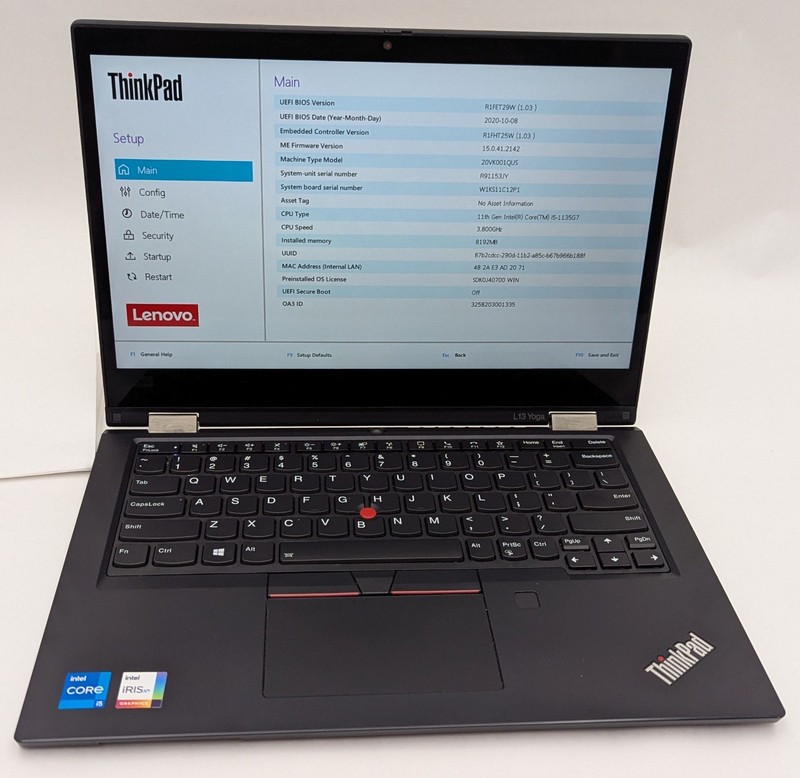 Incomplete Lenovo ThinkPad L13 Yoga 13.3" Touch Laptop i5-1135G7 2.40GHz 8GB RAM gallery
