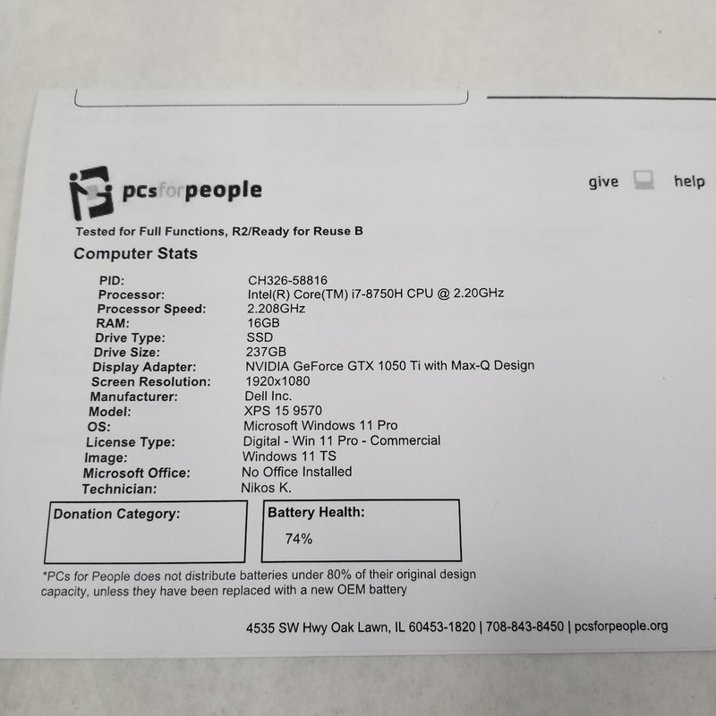 Dell XPS 15 9570 15" Core i7-8750H 2.2GHz 16GB RAM 256GB SSD GeForce GTX 1050 Ti gallery