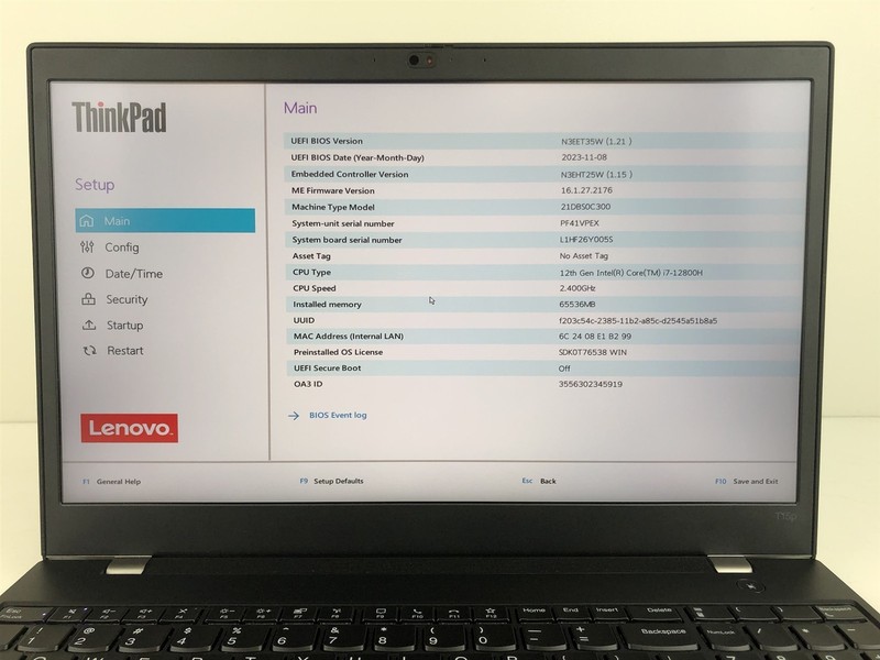 Lenovo ThinkPad T15p Gen 3: i7-12800H 2.4GHz - 64GB - 2TB - NVIDIA RTX 3050 gallery