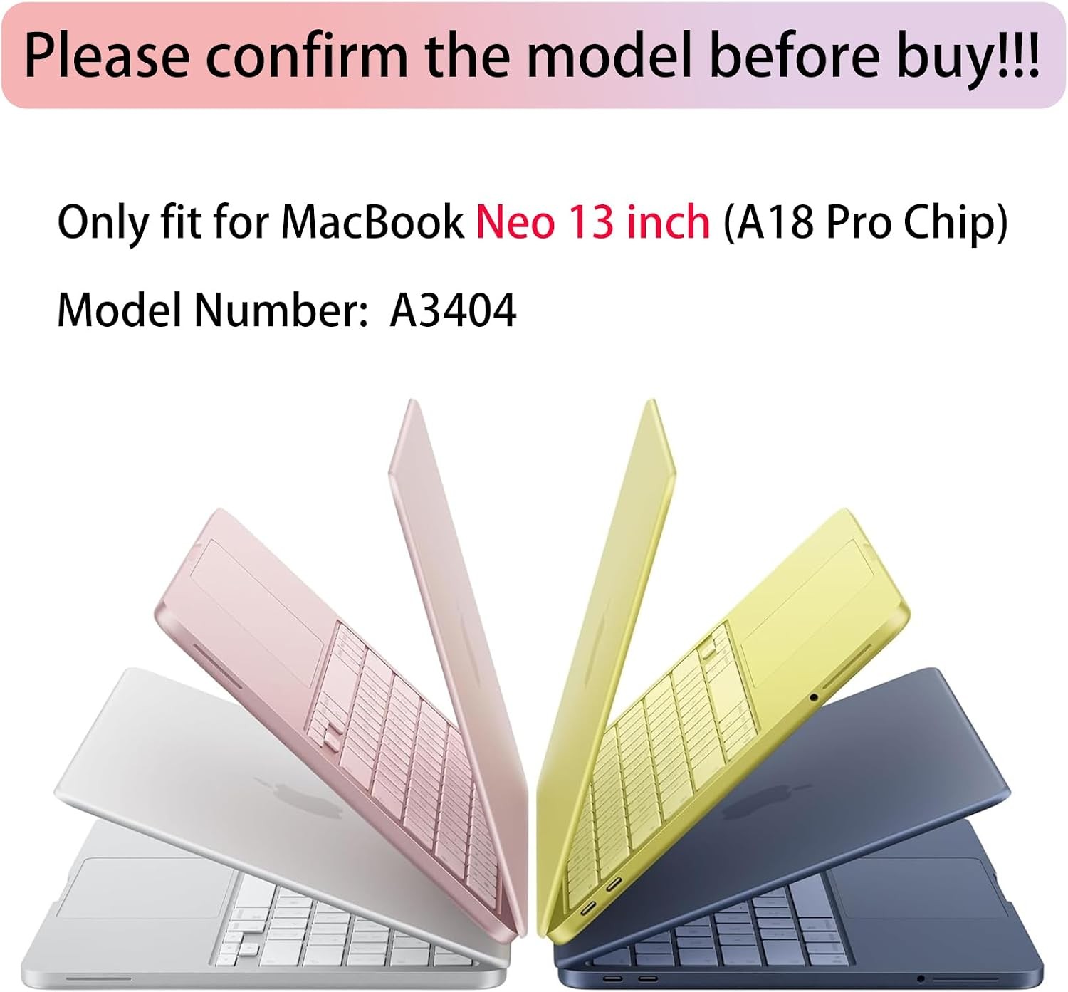 5-in-1 Case for MacBook Neo 13 inch 2026 Release Model A3404, Hard Shell Cases gallery