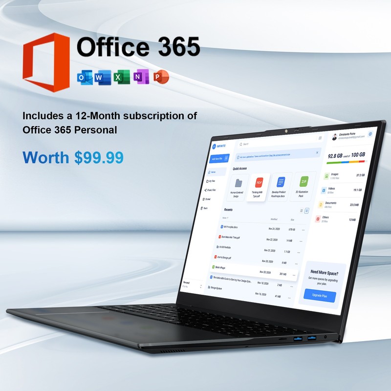 2026 Jumper 17.6" FHD Laptop Intel N95 640GB SSD 3.4GHz Win11 WiFi6 Office 365 gallery