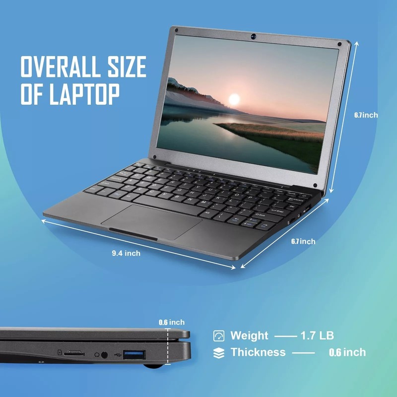 10'' Laptop Windows 11 Notebook 8GB+128GB Intel Celeron Quad-Core with Bag Mouse gallery