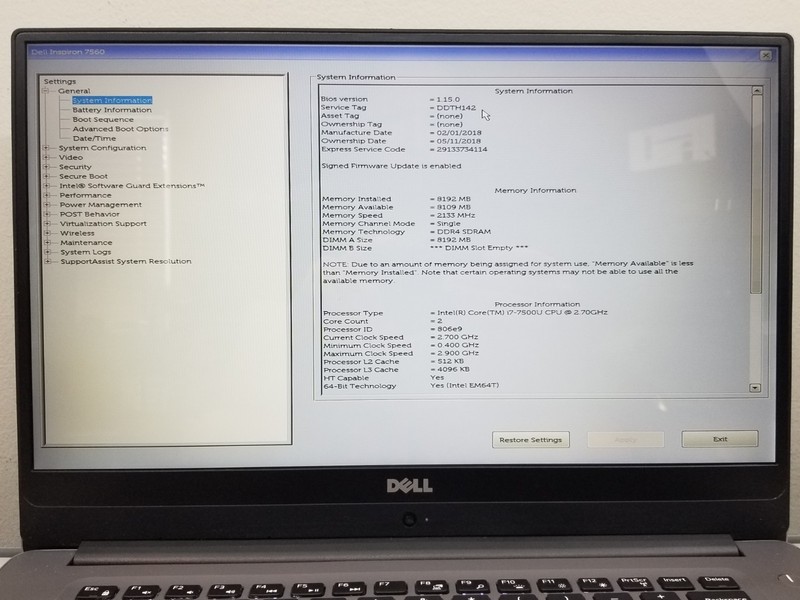 Dell Inspiron 7560 15.6" FHD i7-7500U 2.7GHz 8GB RAM 256GB M.2 SSD Win11Pro READ gallery
