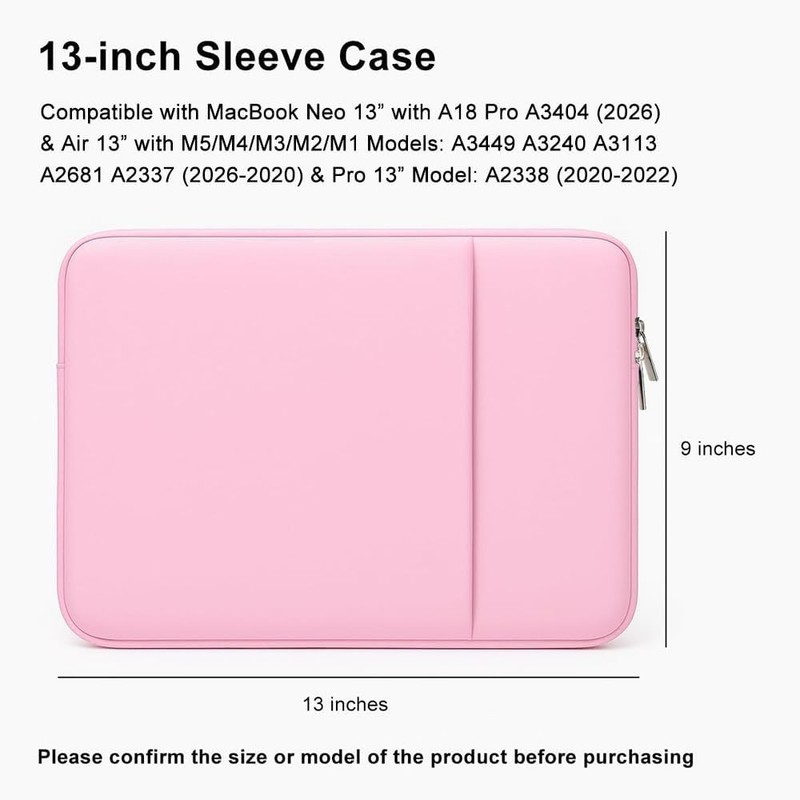 Laptop Sleeve for MacBook Neo/Air/Pro 13 inches A18/M5/M4/M3/M2/M1 Chip 2026-202 gallery