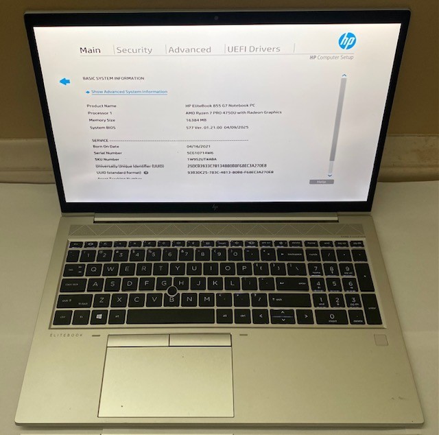 HP EliteBook 855 G7 AMD Ryzen 7 PRO 4750U 16GB DDR4-3200 512GB SSD Radeon