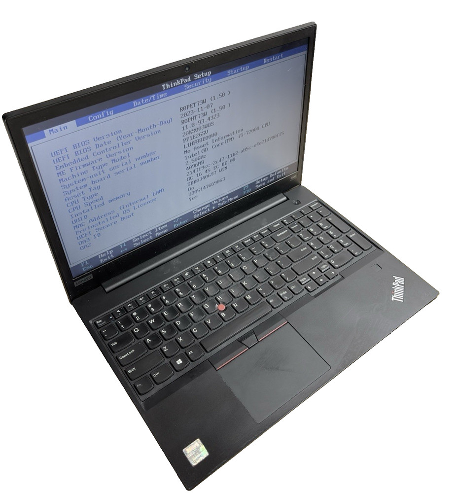 LENOVO THINKPAD E580 INTEL CORE I5-7200U 2.50GHZ 4gb Ram No HD #217