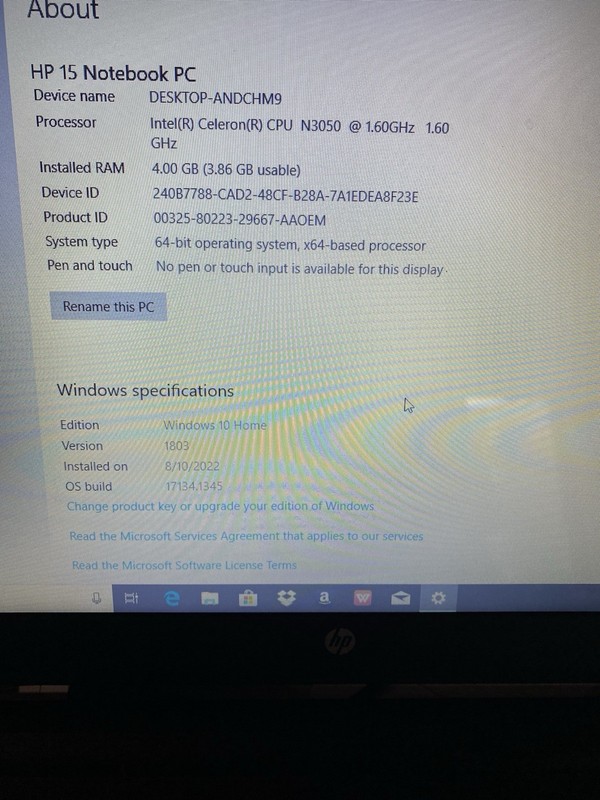 HP 15-F233WM Celeron N3050 4GB RAM 500GB HDD Win. 10 HOME *Bad Battery* gallery