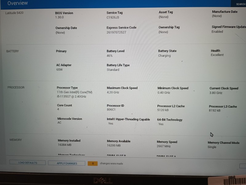 8112 Latitude 5420(no charger).i5 11th gen(4cores).16GB.512GB NVMe.14".Backlit. gallery