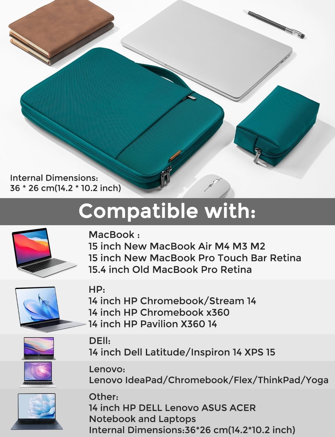 Turquoise Laptop Sleeve Cover for 15" MacBook Air M4/A3241, M3/A3114, Pro A1990 gallery