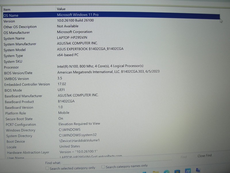 WARRANTY Asus ExpertBook B1402CGA 14” FHD Intel N100 800Mhz 4GB SSD Reset 128GB gallery