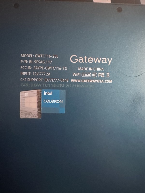 Gateway GWTC116-2BL 11.6" Blue Laptop Intel Celeron 4GB RAM 64GB eMMC Wi-Fi gallery