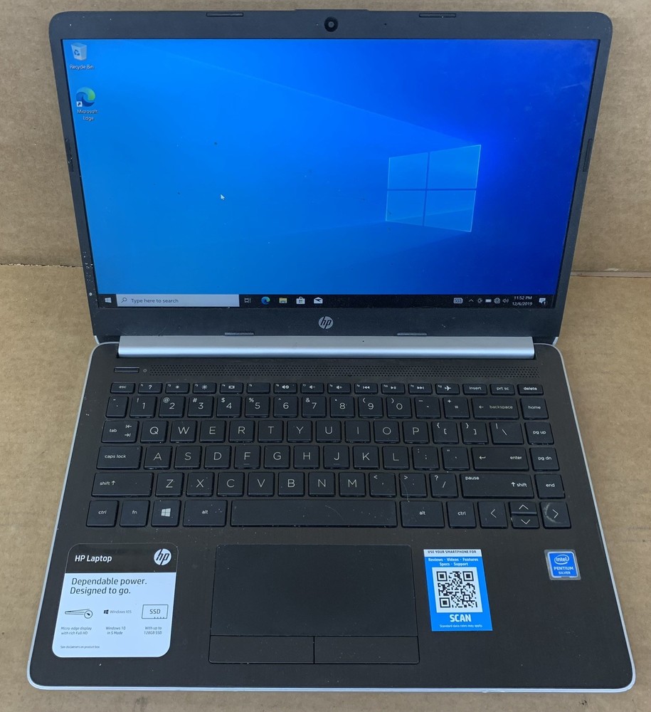 HP 14-df0010nr Intel Pentium Silver N5000@1.10GHz 4GB RAM 128GB SSD WIN 10P