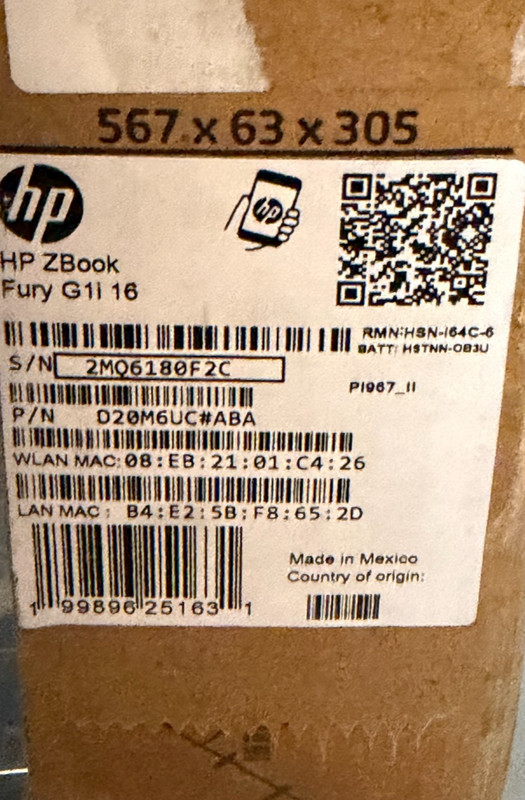 HP Zbook Fury 16 G1i Ultra 9 285HX/RTX 1000/32GB DDR5/512 GB SSD - Open Box wty gallery