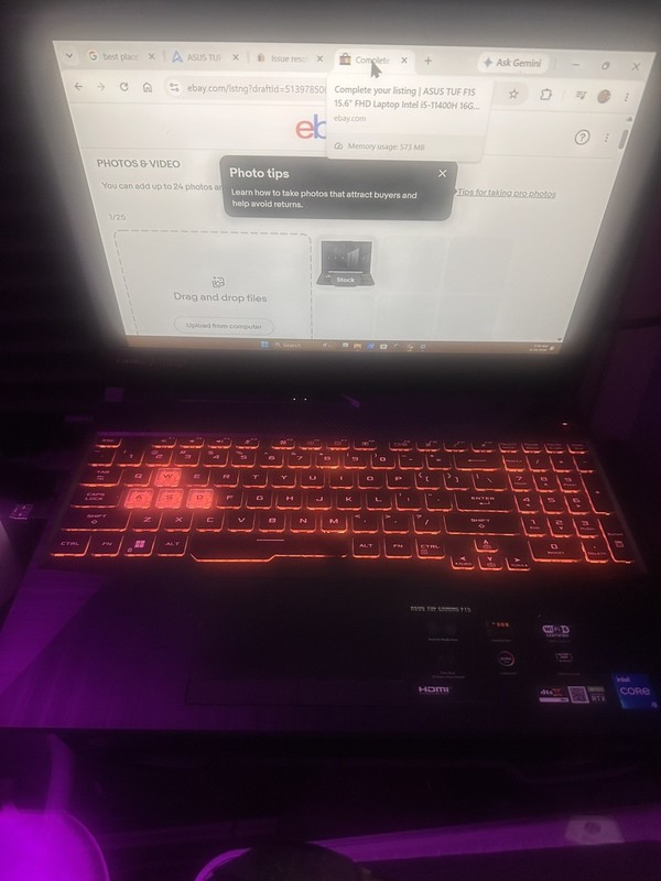 ASUS TUF F15 15.6” FHD Laptop Intel i5-11400H 16GB 512GB SSD RTX 3050 Ti W11H gallery
