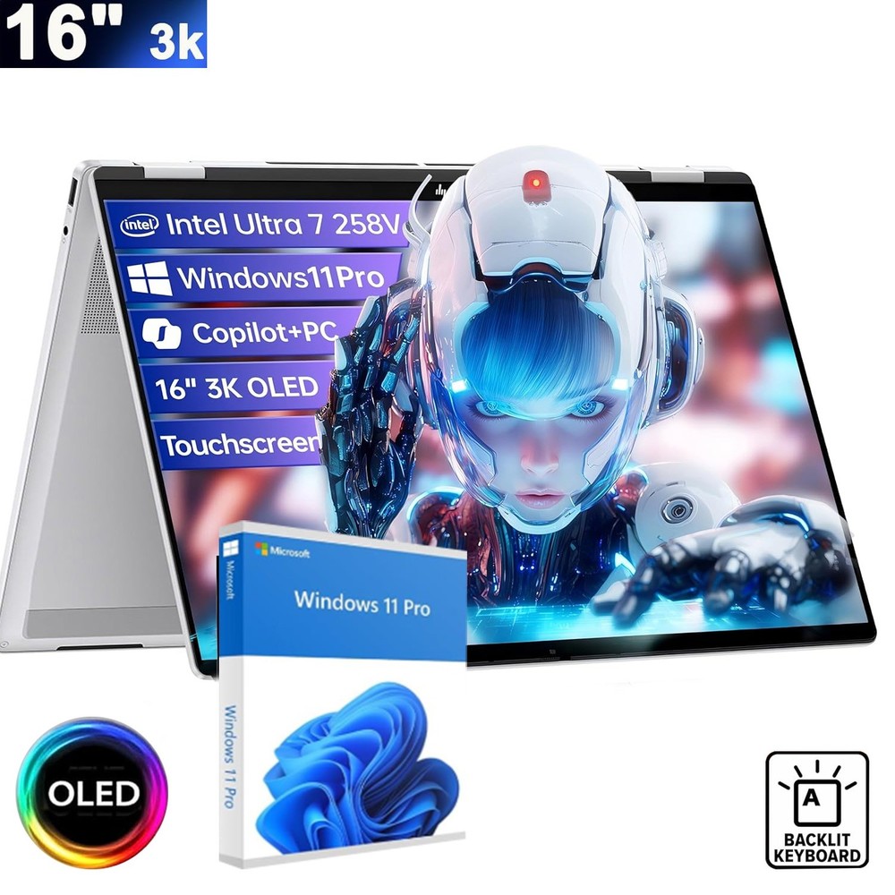 HP OmniBook7 2-in-1 Laptop,16" 3k OLED Touch,U7-258V,UpTo 32GB 4TB SSD+Win11pro