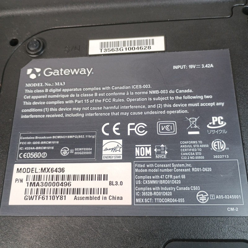 Gateway Laptop MX6436 for Parts Only gallery