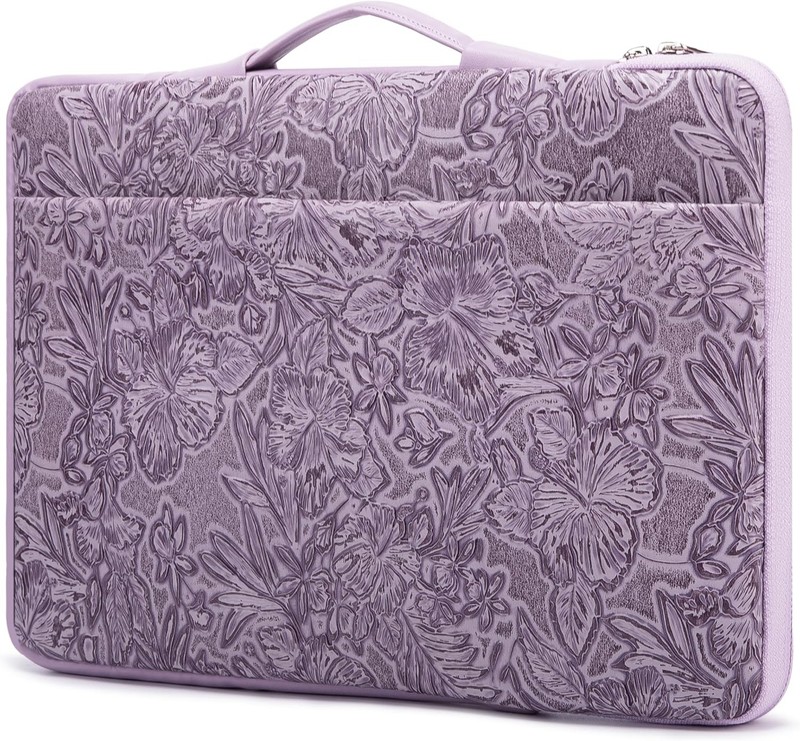 Embossed PU Leather 360° Heavy Duty Protective Laptop Sleeve for 16 inch-16.2 in gallery