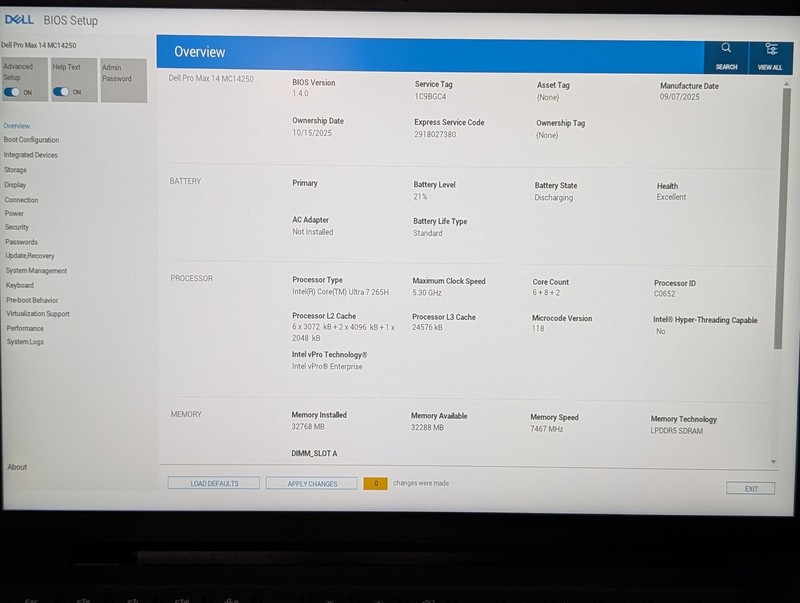 Dell Pro Max 14 MC14250 14" Ultra 7 265H 32GB RAM 256GB SSD - Grade D gallery