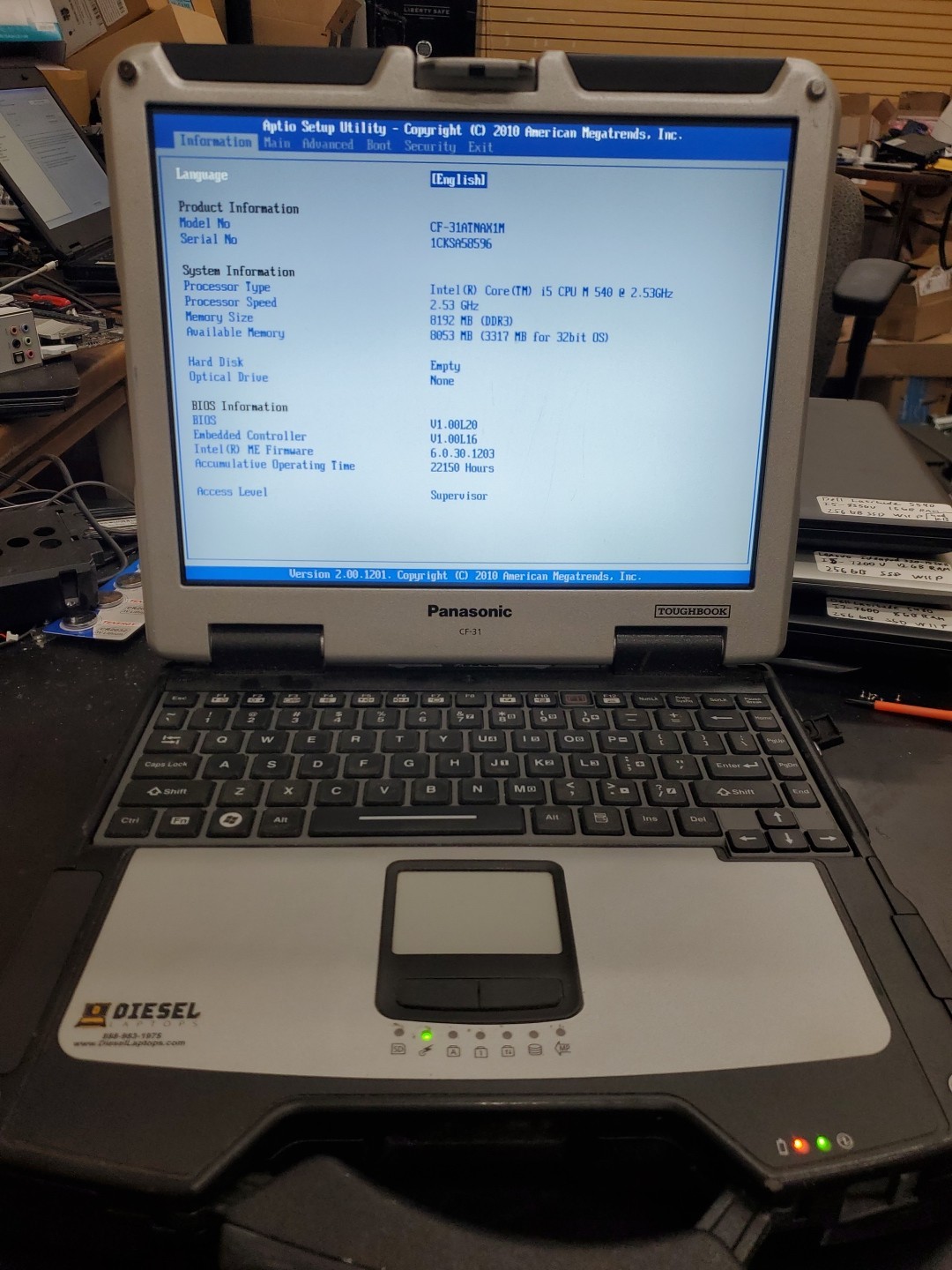 Panasonic Toughbook CF-31 MK-1 i5 540M @ 2.40GHz 8GB 22150HRS Diesel gallery
