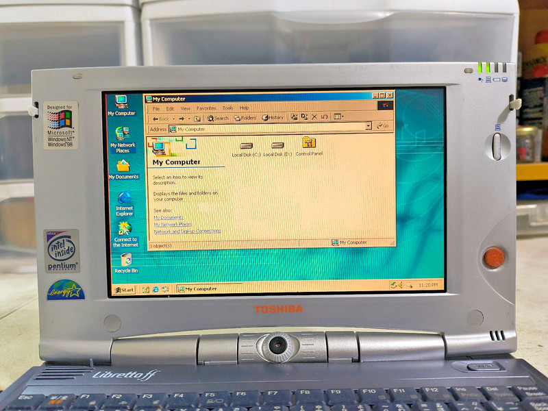 Toshiba Libretto ff1100v Intel P266MHz 96MB, 100GB HD Win2K CD-ROM Floppy * RARE gallery