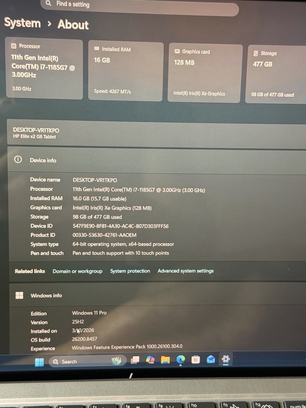 HP Elite x2 G8 i7-1185G7 16GB 512GB SSD LTE 13” Touch Win11 Pro gallery