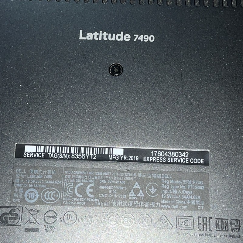 DELL LATITUDE 7490 INTEL CORE I7-8650U 1.90GHZ 8GB RAM NO HD gallery