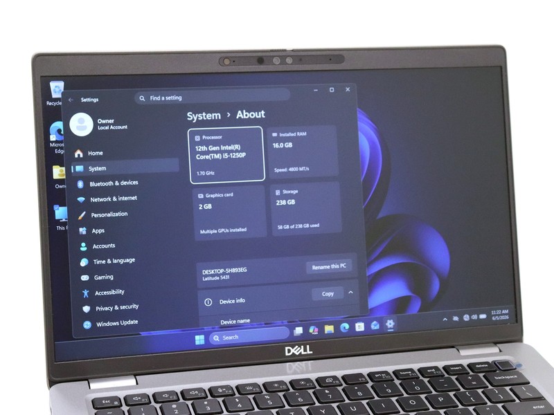 Dell Latitude 5431 14.0" Touch Intel i5-1250P 16GB 256GB NVMe W11P GeForce MX550 gallery