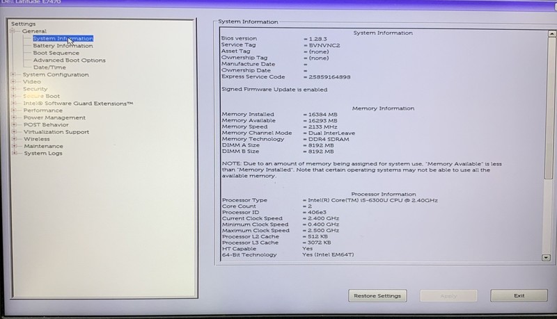 Dell Latitude E7470, Intel Core i5-6300U @ 2.4GHz, 16GB RAM, No SSD, No OS gallery