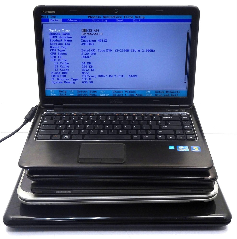 Lot of 5 Mix Dell Inspiron & Vostro Intel Core i3 2nd Gen 4GB RAM No HD - Laptop