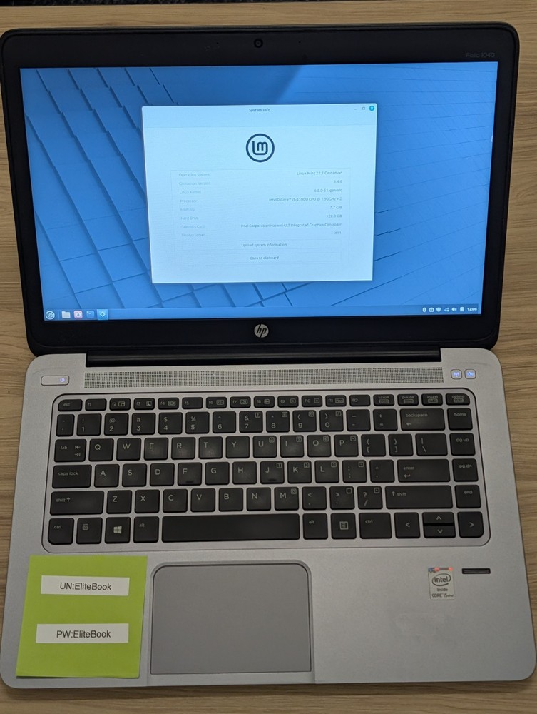 HP ELITEBOOK FOLIO 1040 G1 i5 4300U 128GB SSD 8gb RAM LINUX MINT
