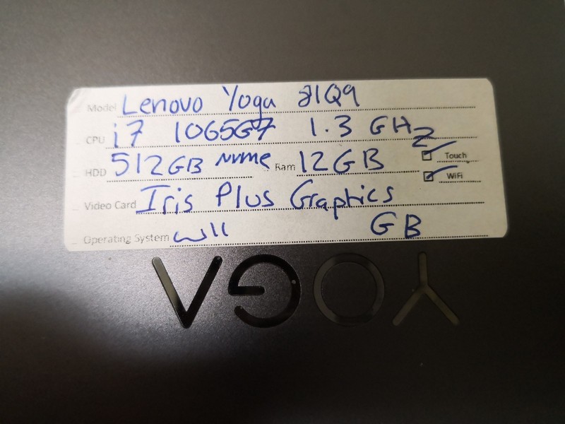 Lenovo Yoga 81Q9 i7 1065G7 1.3GHz 512gb nvme 12gb ram iris plus touch Win11 gallery