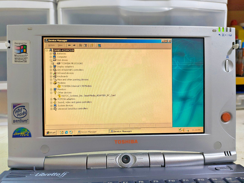 Toshiba Libretto ff1100v Intel P266MHz 96MB, 100GB HD Win2K CD-ROM Floppy * RARE gallery