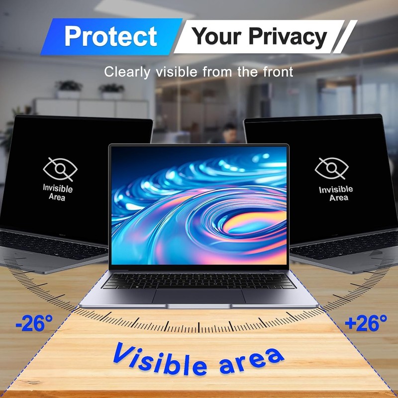 14 Inch Magnetic Privacy Screen for Laptops, Anti-Glare Blue Light Shield, 16:10 gallery