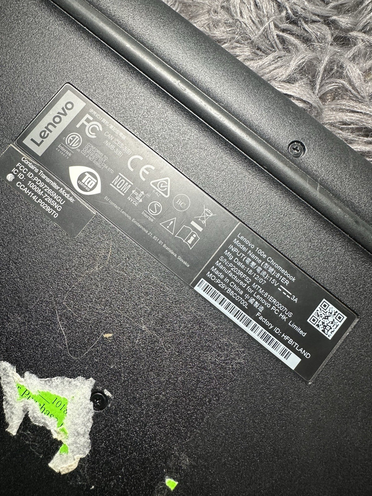 Lenovo 100e Chromebook 11.6" (Model 81ER0007US) Black Laptop - Tested / Working⁠ gallery