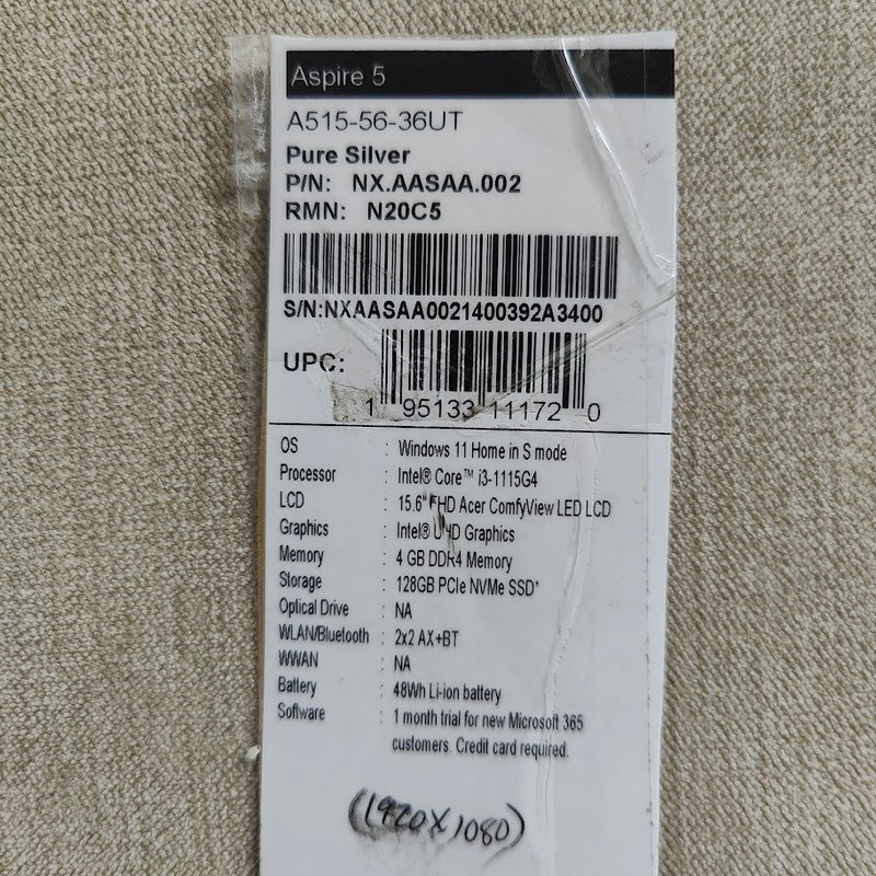 Acer Aspire 5 | 15.6" Full HD Display | 4GB DDR4 | 128GB | A515-56-36UT gallery