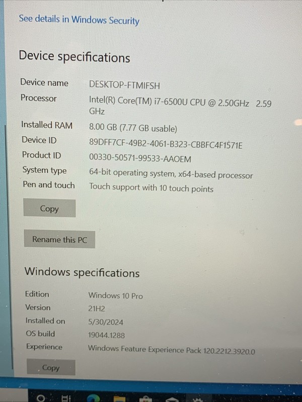 LENOVO EDGE 2 1580 FHD Touchscreen INTEL CORE I7-6500U 120GB 8GB NO OS - Read gallery