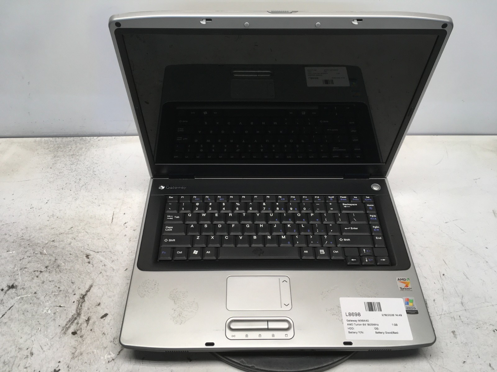 Gateway MX6440 AMD Turion 64 1800MHz 1 GB NO HDD gallery