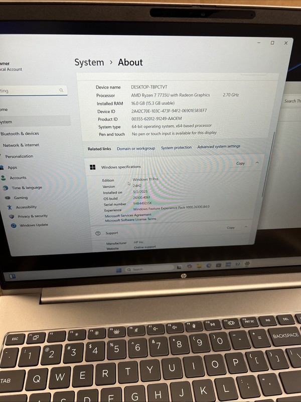 HP ProBook 465 G11 16" FHD+ RYZEN 7 7735U 512GB 16GB W11P Backlit FPR In Box gallery