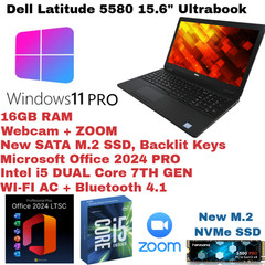 Dell 5580_Windosw 11 PRO💻New M.2 512GB SS18GB💻Webcam_Backlit+ Office 2024 PRO
