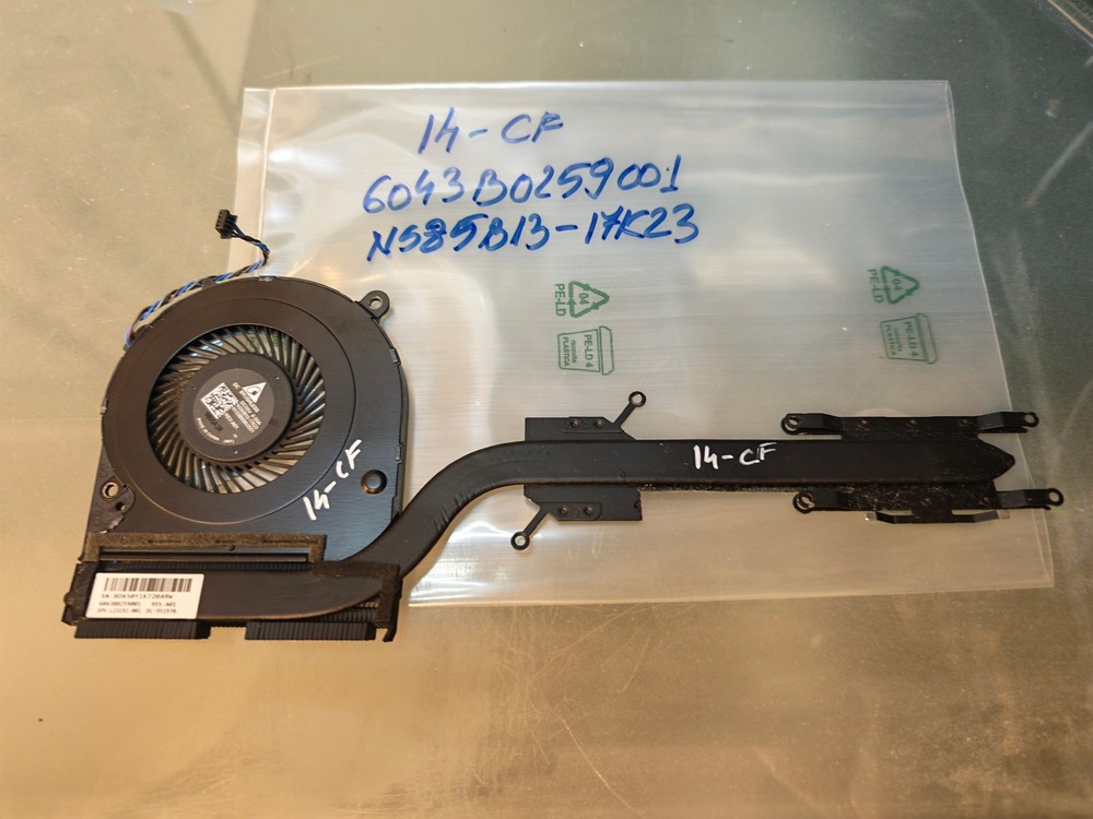 HP 14-CF 14-CK 14-CM CR 14S-CR FAN FAN HEATSINK 6043B0259001 L23192-001