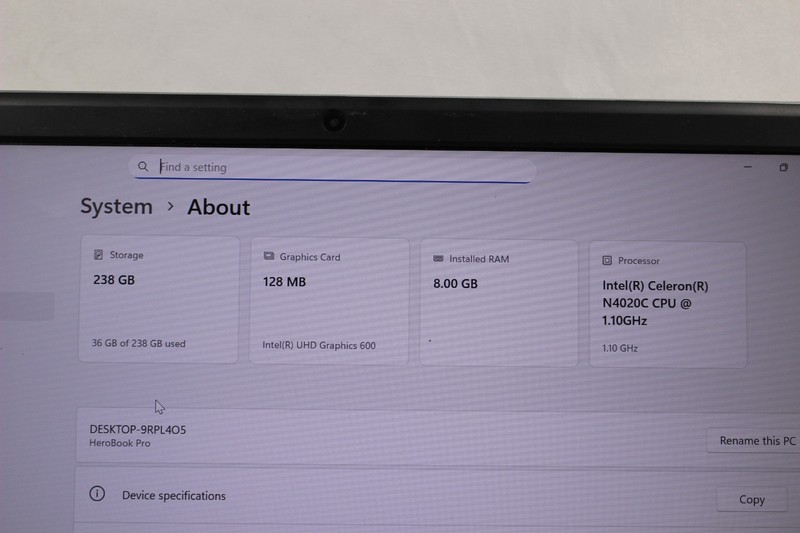 CHUWI HeroBook Pro 14.1" FHD Celeron N4020 1.1GHz Intel 600 8GB RAM (AS IS) READ gallery
