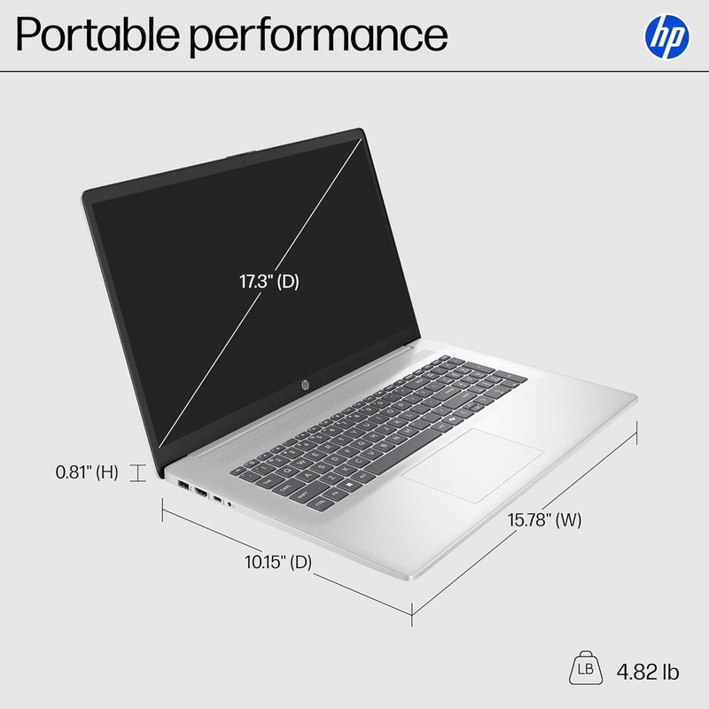 HP 17.3" HD+ Anti-Glare Display, AMD Ryzen 5 7430U 16GB RAM 512GB SSD Win 11 Pro gallery