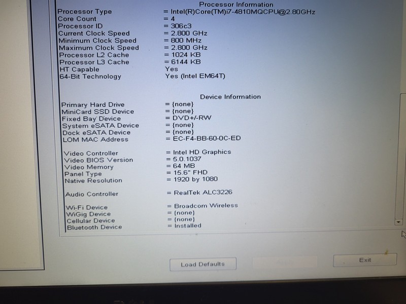 Dell Precision M4800-i7-4810MQ 2.8GHz 8GB Ram No hard drive gallery